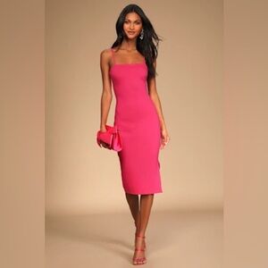 Lulus pink midi bodycon dress